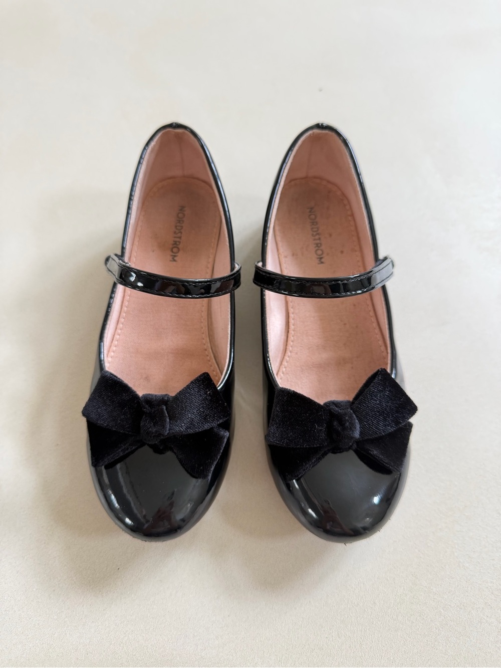 Nordstrom Black Patent Mary Jane with Velvet Bow Accent
